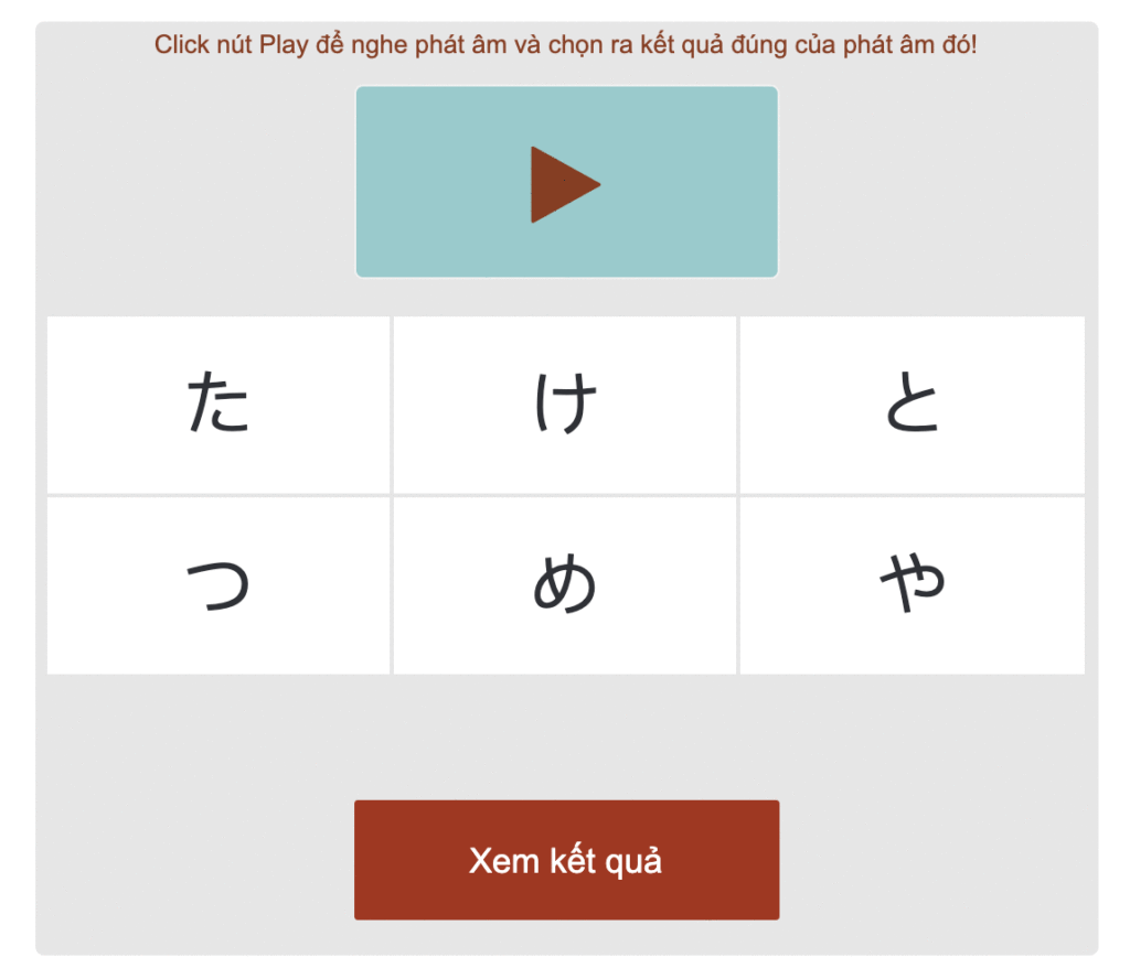 Nghe âm đoán chữ tiếng Nhật Hiragana âm đơn
