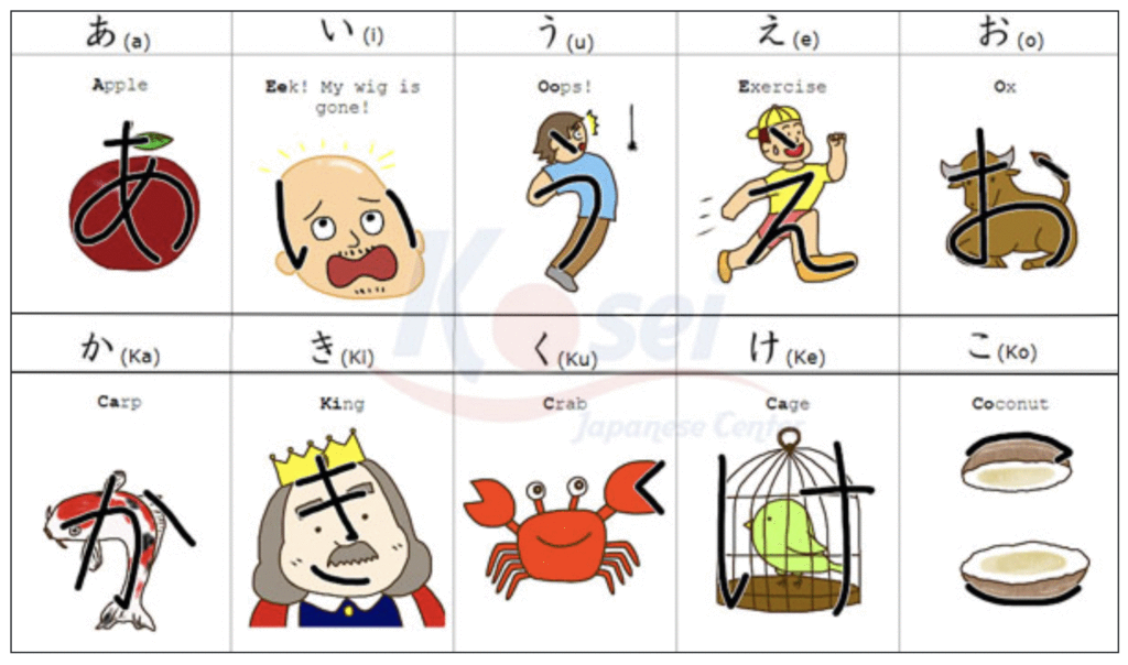 Học thuộc bảng chữ cái tiếng Nhật qua hình ảnh