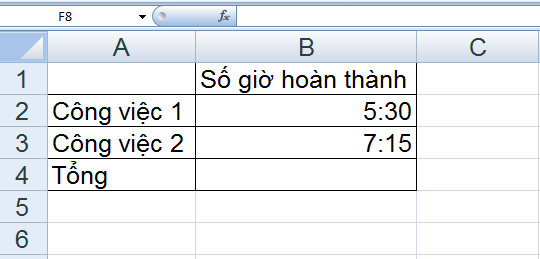 Cộng trừ thời gian trong Excel