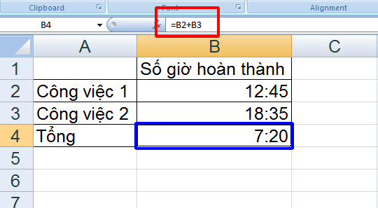 Cộng trừ thời gian trong Excel
