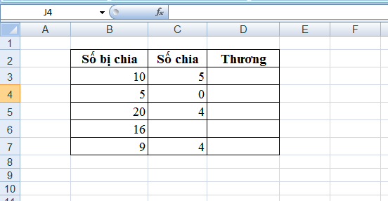Lỗi #Div/0! trong Excel 