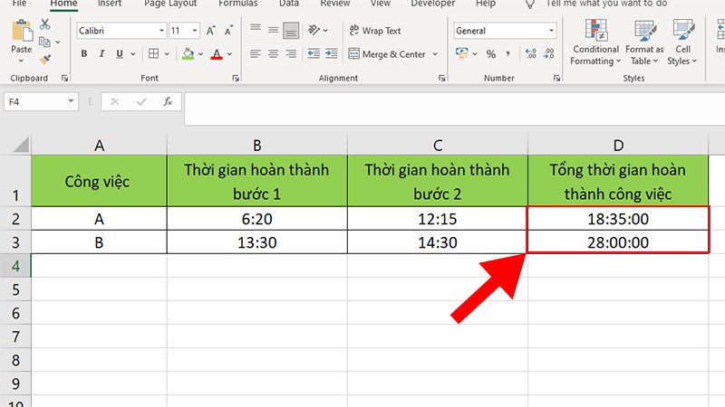 Tính tổng thời gian trong Excel - Chênh lệch thời gian 16