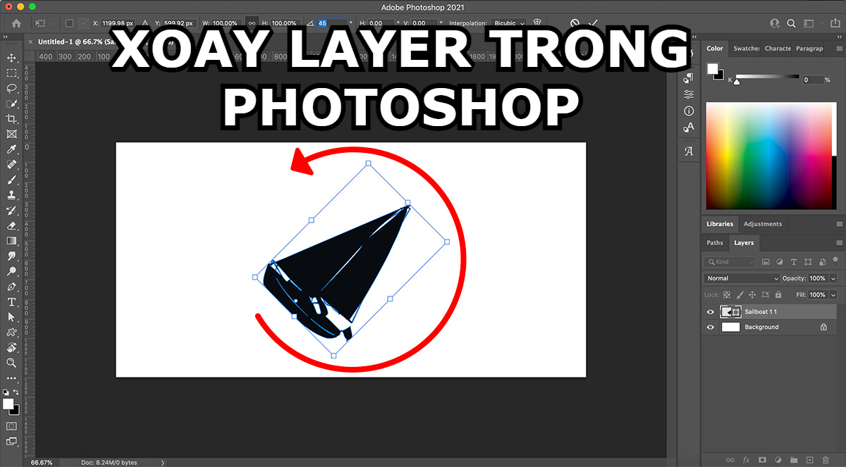 xoay layer trong photoshop