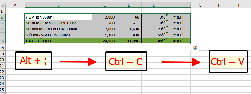 Cách copy trong Excel bỏ qua các cột và dòng ẩn cực dễ 5