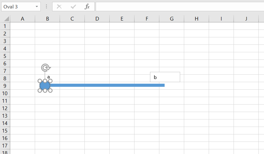 kéo khung tạo thành vòng tròn và di chuyển lên đầu dây để tạo điểm mút - Vẽ đường thẳng và mũi tên trong Excel