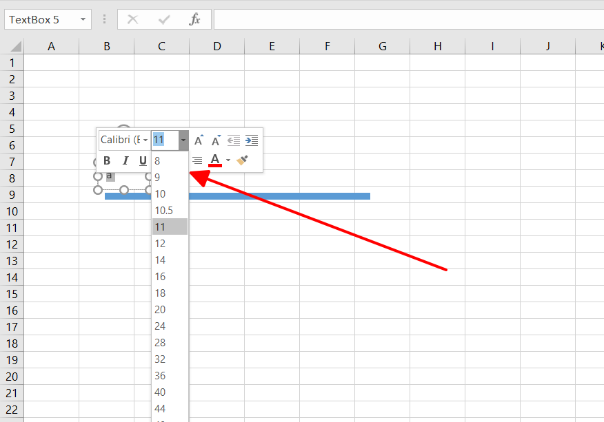 đánh dấu văn bản và chọn định dạng trong hộp thoại nhỏ được hiển thị - Vẽ đường thẳng và mũi tên trong Excel