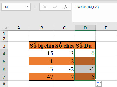 Hàm MOD trong Excel? Cách chia lấy số dư và ví dụ minh họa 12