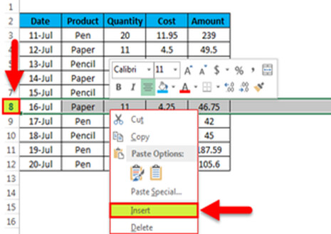 Cách chèn nhiều hàng trong Excel